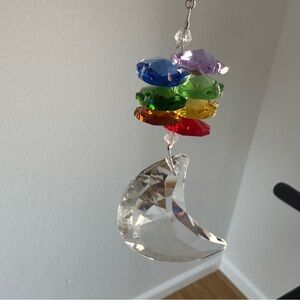 Crystal‎ Moon Suncatcher with Multicolor Beads